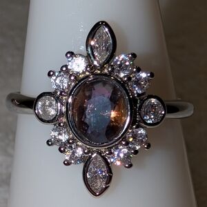 *BP #3989 Charmed I'm Sure Purple Rainbow Topaz-Rhodium, Size 7 Ring BRAND NEW